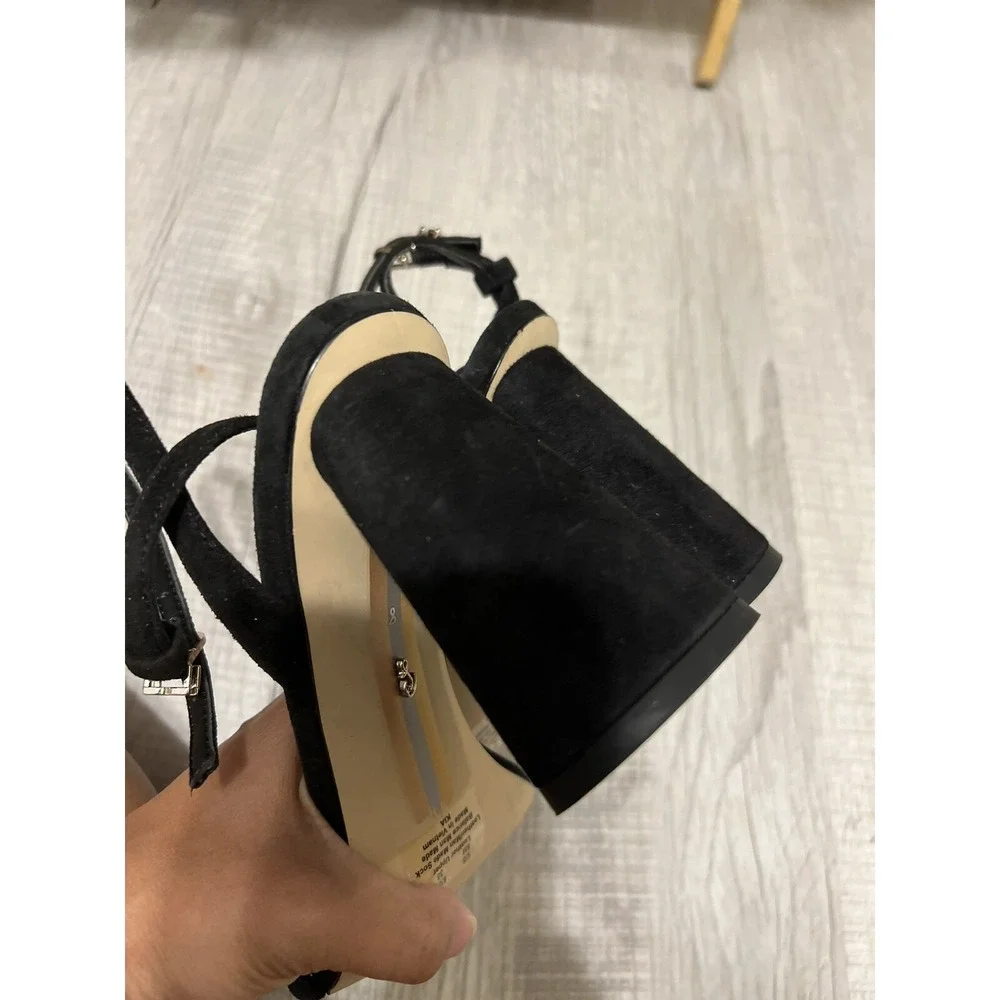 Sam Edelman $140‎ Kia Block Heel Size 8 Black Suede Formal Bridesmaid Prom Shoes